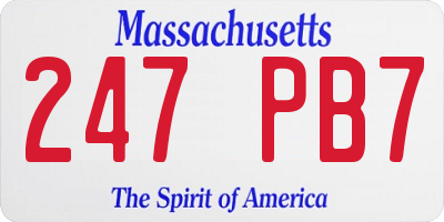 MA license plate 247PB7