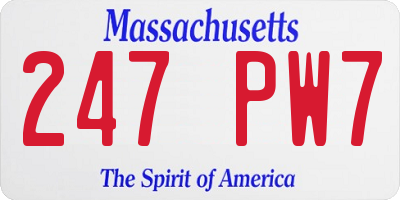 MA license plate 247PW7