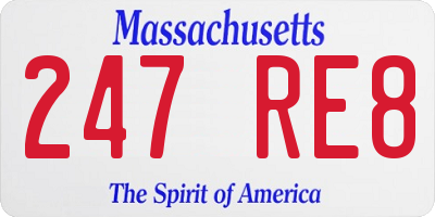 MA license plate 247RE8