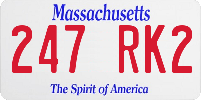 MA license plate 247RK2