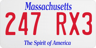 MA license plate 247RX3