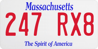 MA license plate 247RX8