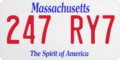 MA license plate 247RY7