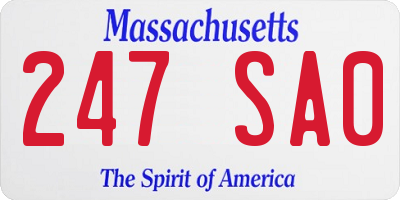 MA license plate 247SA0