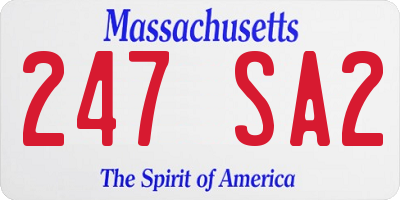 MA license plate 247SA2