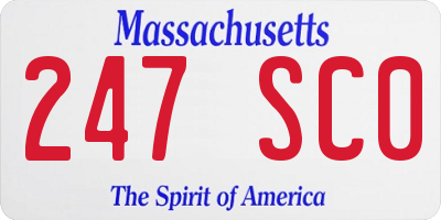MA license plate 247SC0