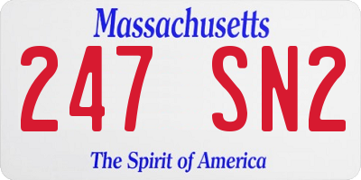 MA license plate 247SN2