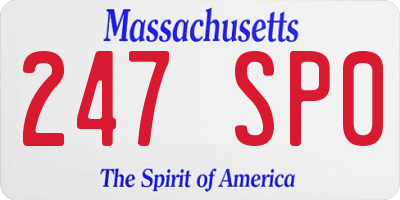 MA license plate 247SP0