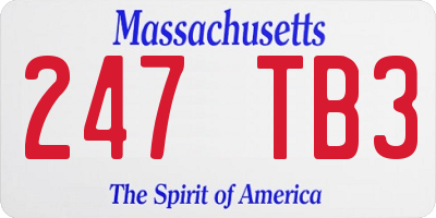 MA license plate 247TB3