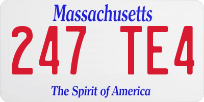 MA license plate 247TE4