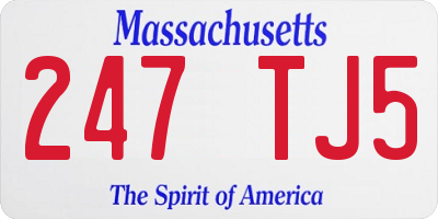 MA license plate 247TJ5