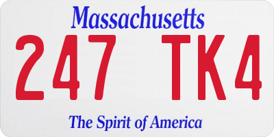 MA license plate 247TK4