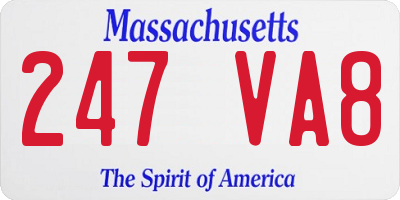 MA license plate 247VA8