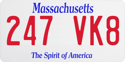 MA license plate 247VK8