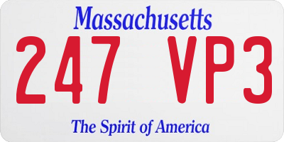 MA license plate 247VP3