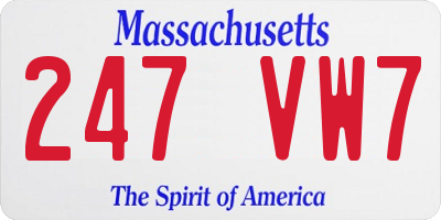 MA license plate 247VW7