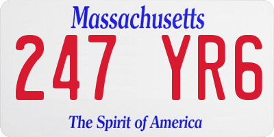 MA license plate 247YR6