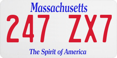 MA license plate 247ZX7
