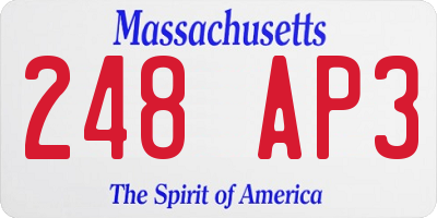 MA license plate 248AP3