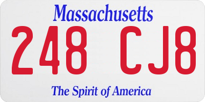 MA license plate 248CJ8