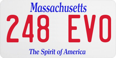 MA license plate 248EV0