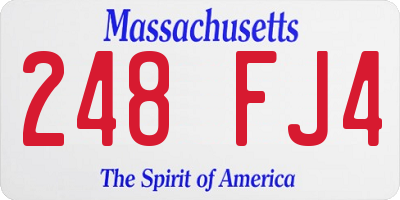 MA license plate 248FJ4