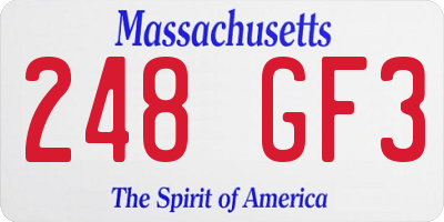 MA license plate 248GF3