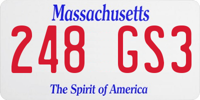MA license plate 248GS3