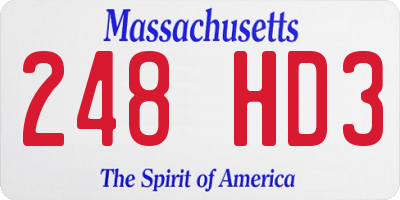 MA license plate 248HD3