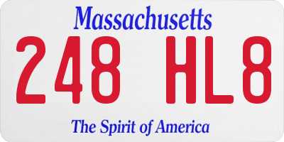 MA license plate 248HL8