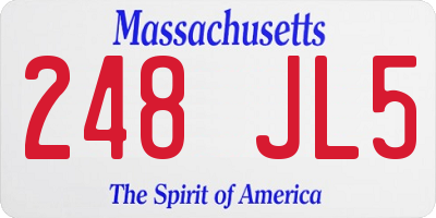 MA license plate 248JL5