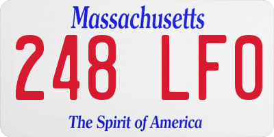 MA license plate 248LF0