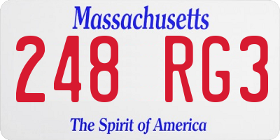 MA license plate 248RG3