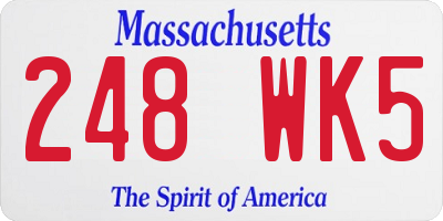 MA license plate 248WK5