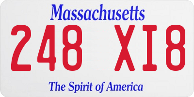 MA license plate 248XI8