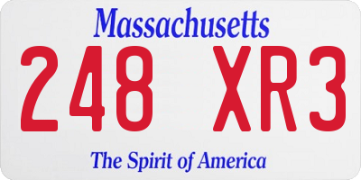 MA license plate 248XR3