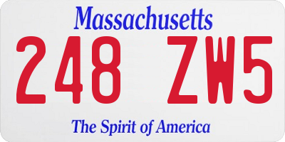 MA license plate 248ZW5
