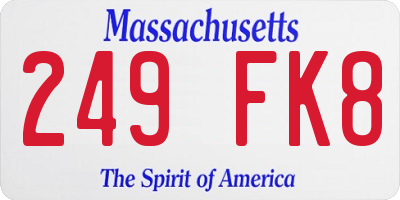 MA license plate 249FK8