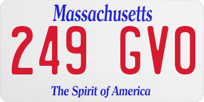 MA license plate 249GV0