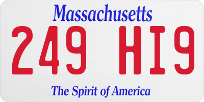 MA license plate 249HI9