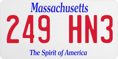 MA license plate 249HN3