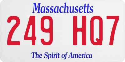 MA license plate 249HQ7