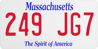 MA license plate 249JG7