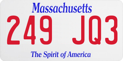 MA license plate 249JQ3