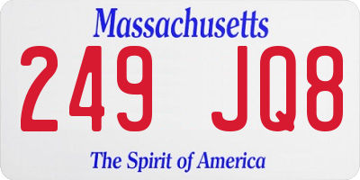 MA license plate 249JQ8