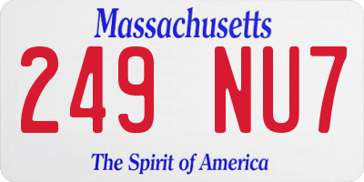 MA license plate 249NU7