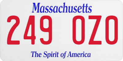 MA license plate 249OZ0
