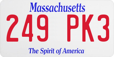MA license plate 249PK3