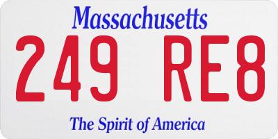 MA license plate 249RE8