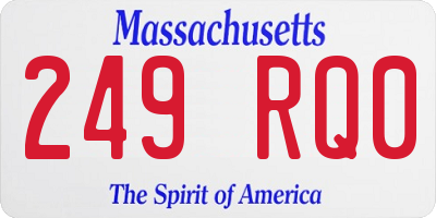 MA license plate 249RQ0